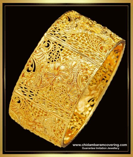 BNG543 -2.8 Size Grand Look Gold Bangles Design Gold Plated Single Kada Wedding Bangles