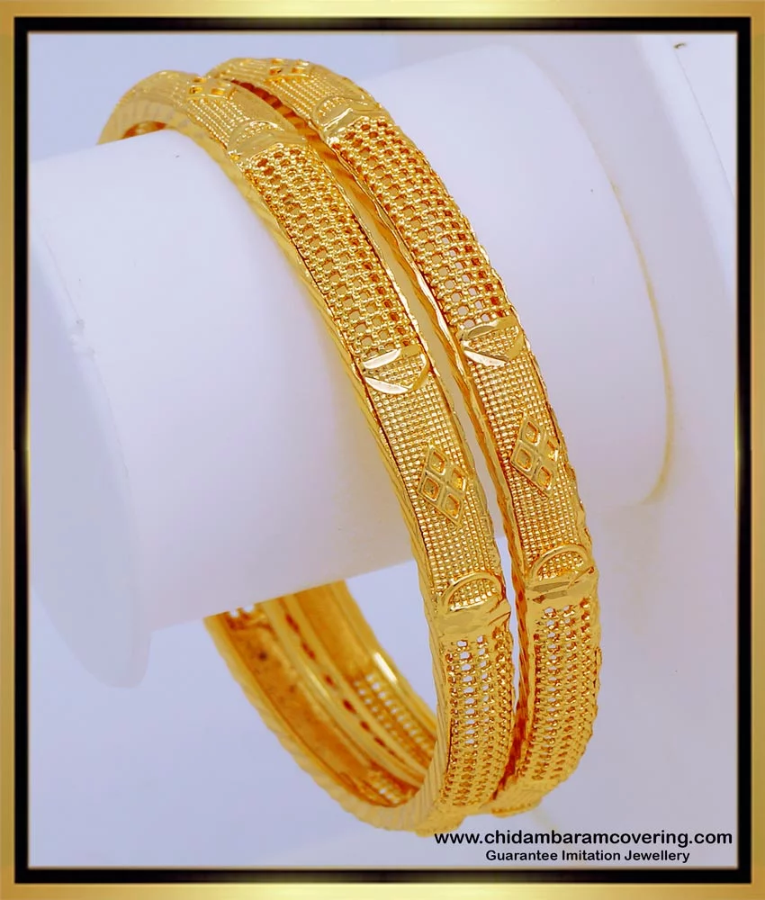 Buy Traditional South Indian Jewellery Light Weight 1 Gram Gold Bangles ...