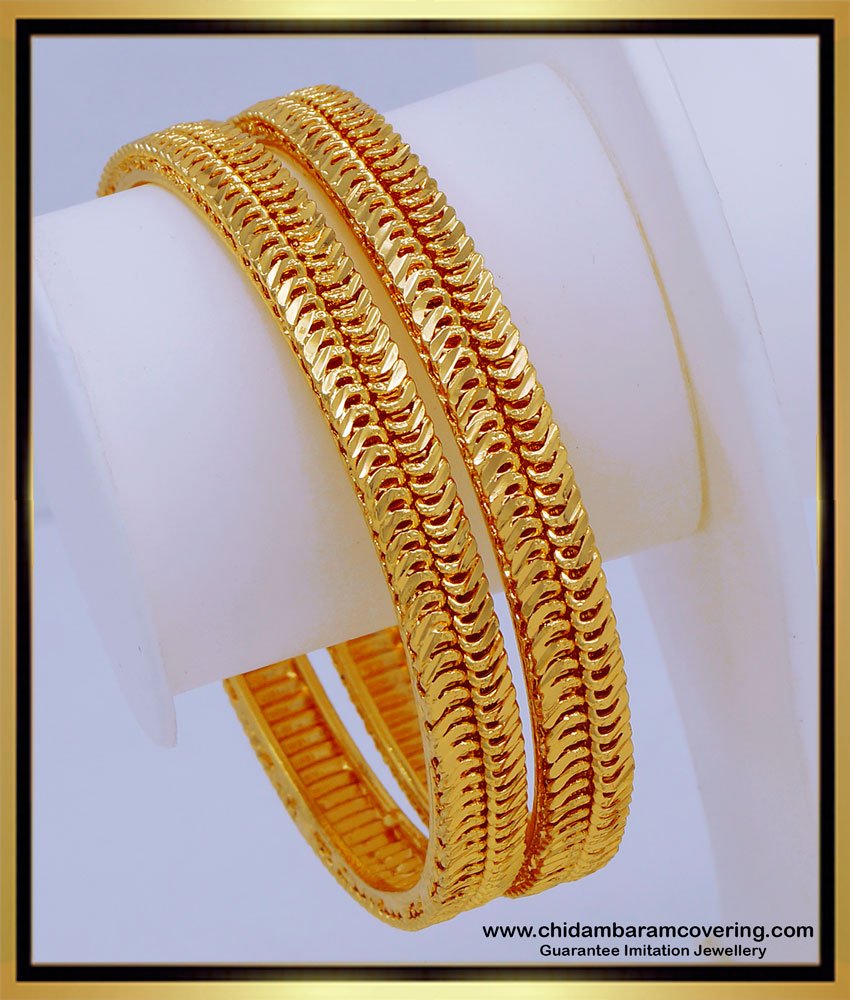 guaranteed bangles, fancy bangles, fashion jewellery, gold bangles design, plain bangles, one gram gold bangles design, leaf design bangles, 