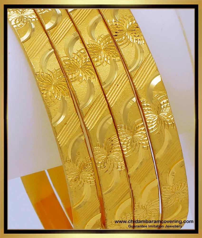 Buy Beautiful Flower Design One Gram Gold Plated Bangles Online ...