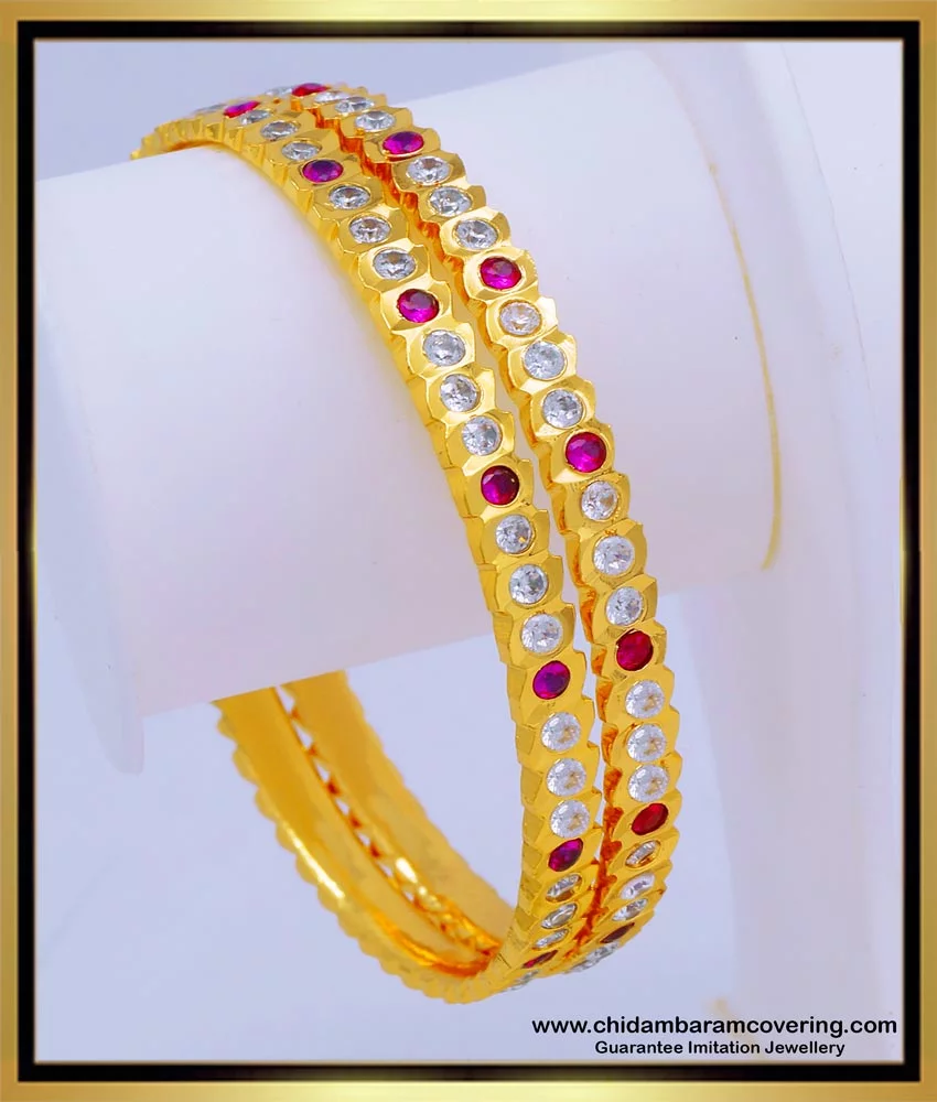 bng646 2.8 real gold design impon jewellery stone bangles 3