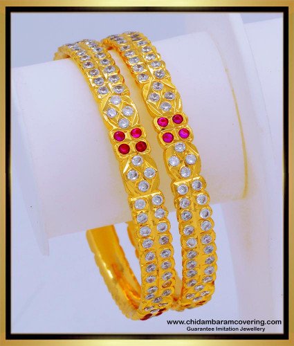 BNG651 - 2.6 Gold Plated Jewellery Impon Bangles with Stone Buy Online