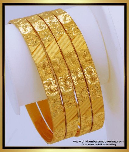 BNG655 - 2.8 Size Latest Plain Gold Bangles Design for Women 