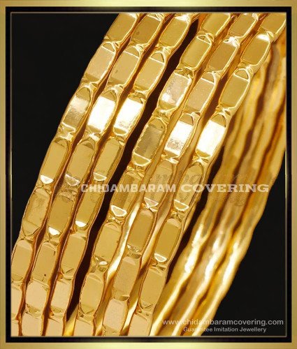 BNG681 - 2.6 Size Beautiful Gold Plated Bangles 6 Pieces Set