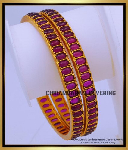 BNG693 -2.8 Size Beautiful Ruby Kemp Temple Bangles Set Buy Online