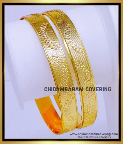 bng755 2.6 size gold design plain 1 gram gold bangles online shopping 1