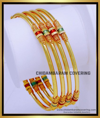 BNG766 - 2.8 Size Beautiful One Gram Gold Plated Enamel Bangles Set Online