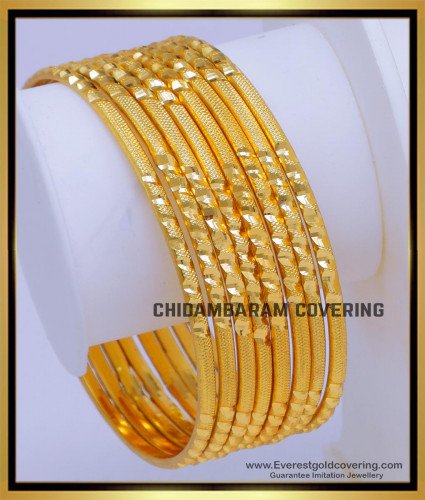 BNG789 - 2.4 Bridal Wear Gold Bangles Design 8 Pieces Set Bangles