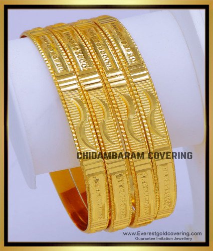 BNG797 - 2.4 Real Gold Design Gold Plated Artificial 4 Bangles Set
