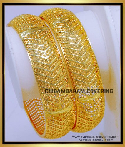 BNG814 - 2.8 Size Indian Wedding Gold Design Kada Bangles Set