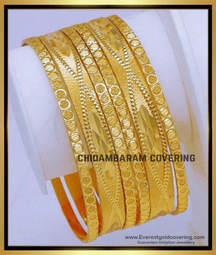 BNG819 - 2.4 Gold Plated Daily Wear 4 Bangles Set Gold Designs Online