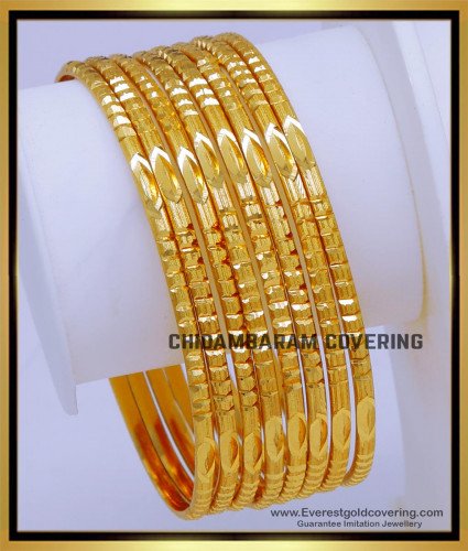 BNG822 - 2.8 Traditional Gold Design Thin Set Of 8 Bangles Online
