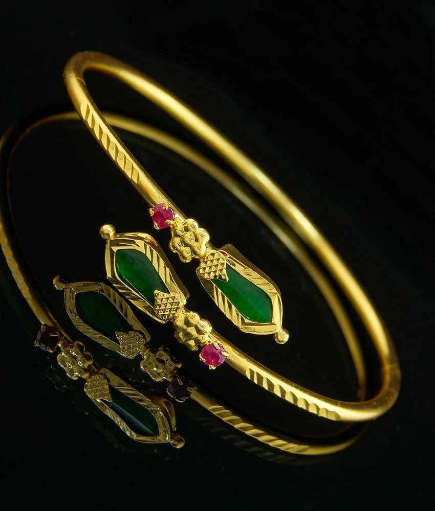 Gold tone mango pinkgreen Kerala style bracelet dj35700  dreamjwell