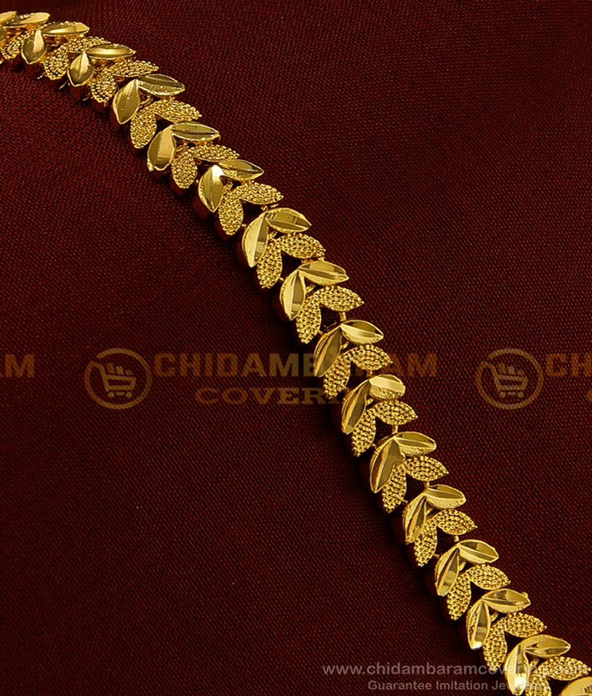 BCT188 - Unique Solid Leaf Design Micro Gold Plated Stylish Gold Bracelet for Girls  