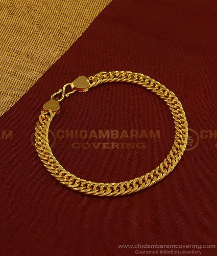 BCT201 - 7 Inch Real Gold Bracelet Design One Gram Gold Plated Cuban Link Chain Solid Bracelet  