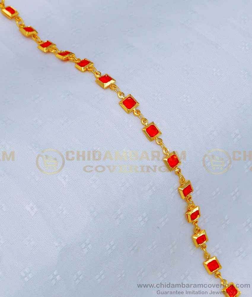 Buy Latest Orange Color Stone Daily Wear Simple Gold Thin Bracelet ...