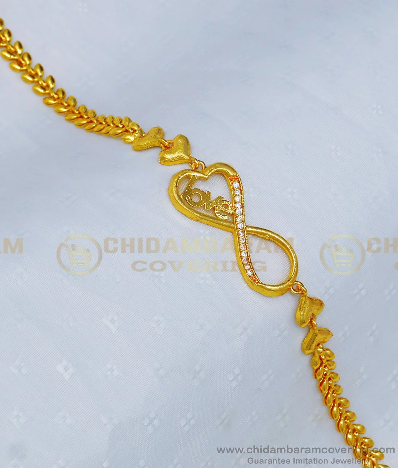 Buy 1 Gram Gold White Stone Love Bracelet Design Buy Imitation ...