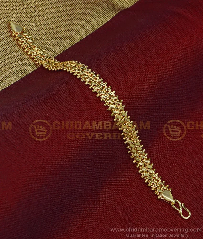 Buy Latest Gold Design Bracelet Double Line Broad 1 Gram Gold Bracelet ...