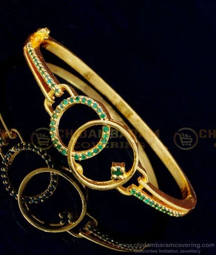 Gold tone bottle green block stone bracelet dj-40496 – dreamjwell