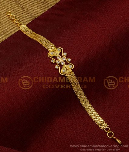 BCT302 - Latest Bracelet Design White Stone 1 Gram Gold Bracelet Wedding Bracelet