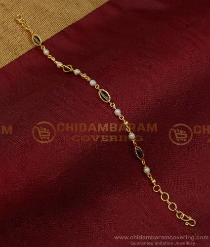 Bracelet - Mangalsutra 1L Black Bead Spring Ganch Cz Center | Gujjadi  Swarna Jewellers