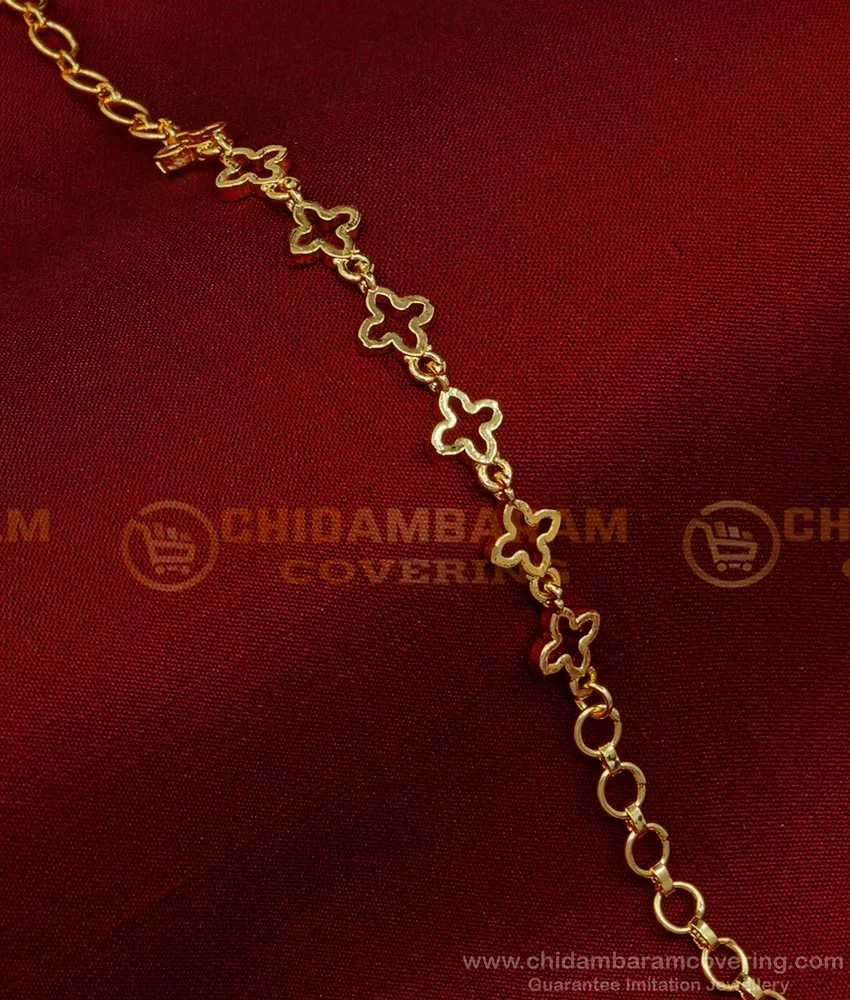 Buy Stylish American Diamond Leaf Design Gold Bracelet Designs for Ladies
