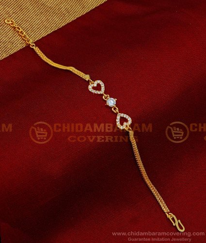 BCT394 - Elegant 1 Gram Gold White Stone Bracelet for Women