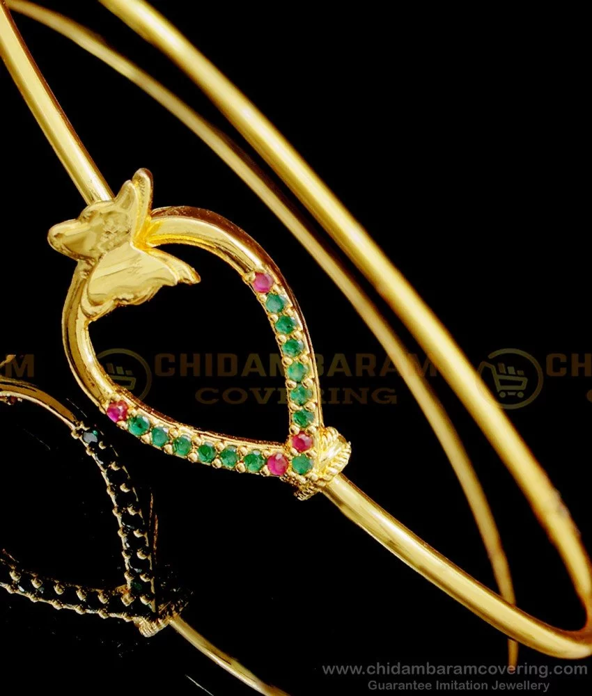 Buy Priyaasi Statement American Diamond/AD Bracelet for Women | Fashionable  & Trendy | Leaf Design Girls Bracelet | Plating of Gold | Bracelet in Kada  Style | Interlock Closure | Sizes - 2.4, 2.6, 2.8 at Amazon.in