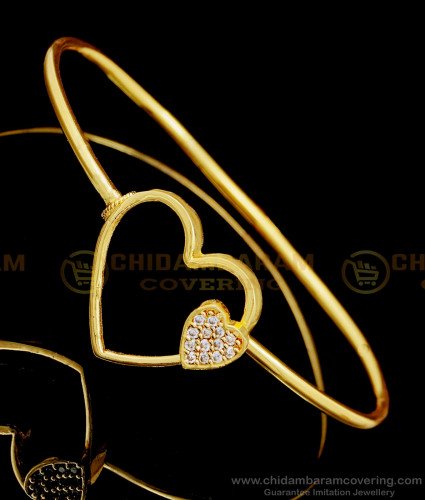 BCT410 - Stylish Heart Design White Stone Bracelet Gold Plated Jewelry