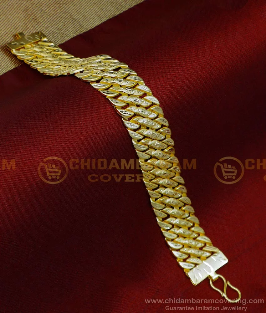 1 Gram Gold Forming 2 Line with Diamond Best Quality Bracelet for Men -  Style C268 – Soni Fashion®