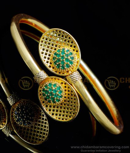 BCT452 - Beautiful Emerald Stone Bracelet 1 Gm Gold Jewellery