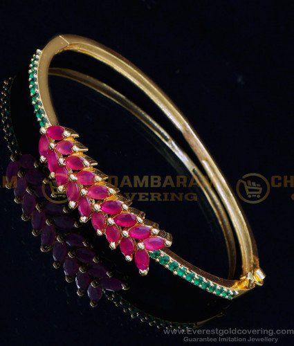 BCT460 - Stylish Party Wear Ruby Emerald Stone Bracelet Buy Online