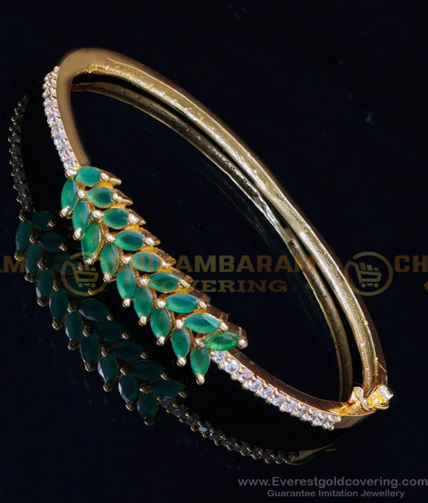 Green Emerald & Diamond Tennis Bracelet 14K White Gold 7 Inches - Rachel  Koen