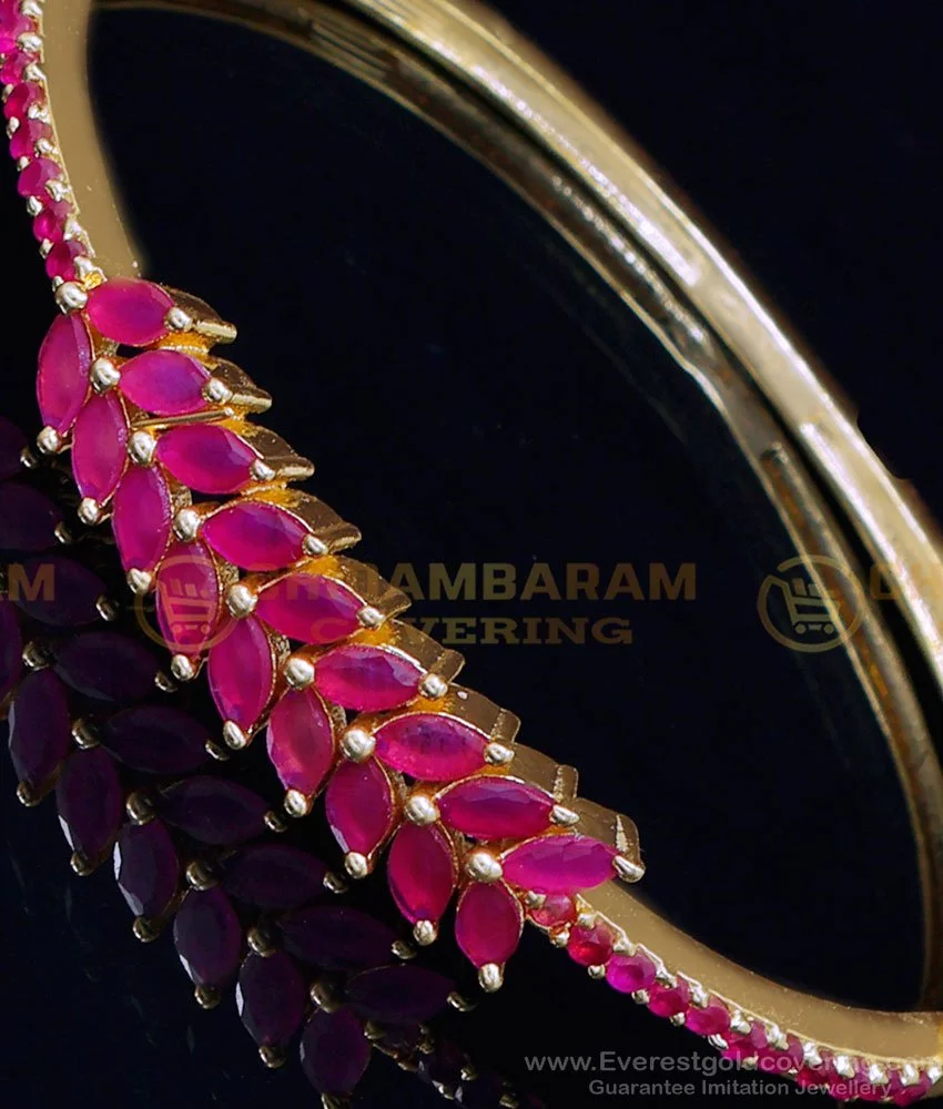 Classy 1gm Gold ruby white A.D Bangles – Creative Jewellery
