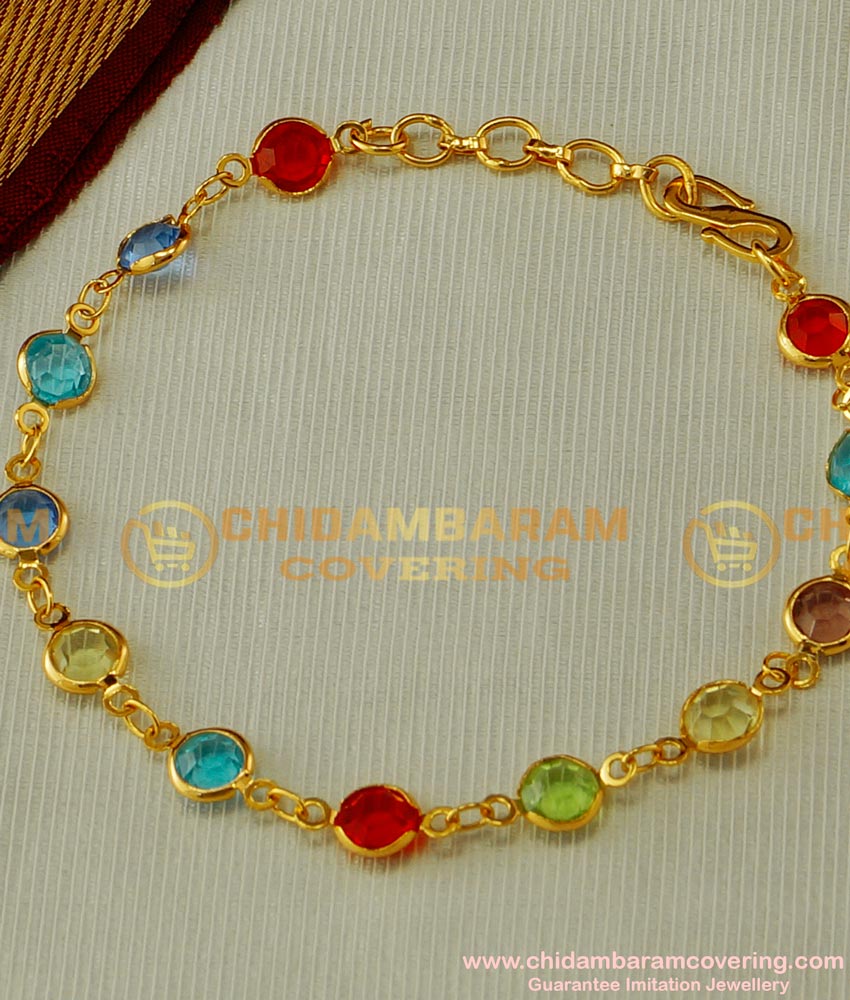 BCT47 - Attractive Gold Multicolor Gems Stone Bracelet Buy Online Shopping