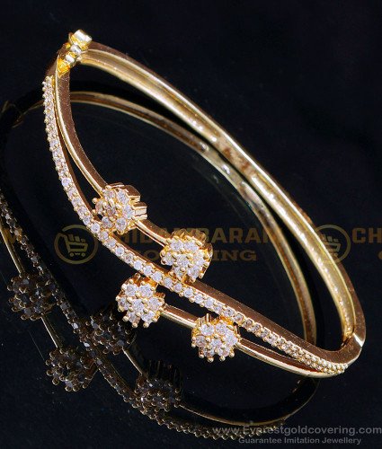 BCT487 - Gold Design White Stone Trendy Bracelets for Ladies
