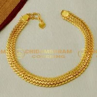 Leaf with Diamond Antique Design Gold Plated Bracelet for Men  Style   Soni Fashion