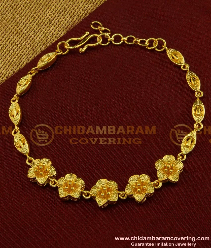 Buy One Gram Gold Modern Stylish Flower Design Bracelet for ...