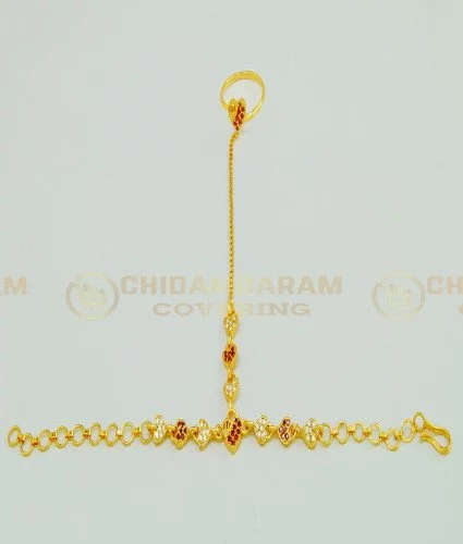 Beaded Hand Chain / Ring Bracelet in 14/20 Gold-fill