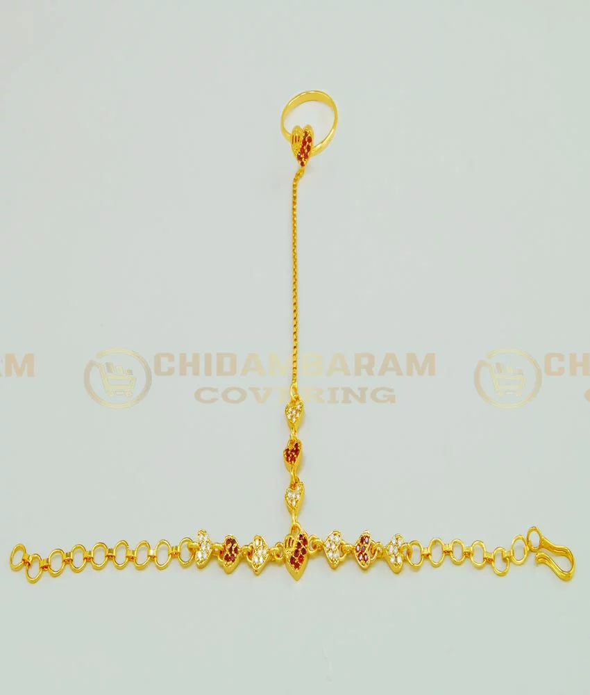Buy Latest Adjustable Gold Kappu Bracelet with Attached Finger Ring Online-calidas.vn