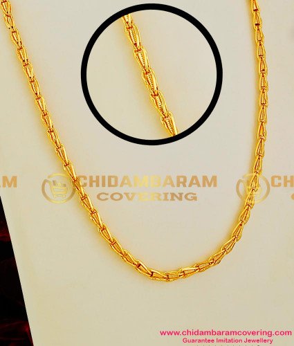 CHN014 - Gold Like Interlocked Spring Design Long Chain Fashion Jewellery Online