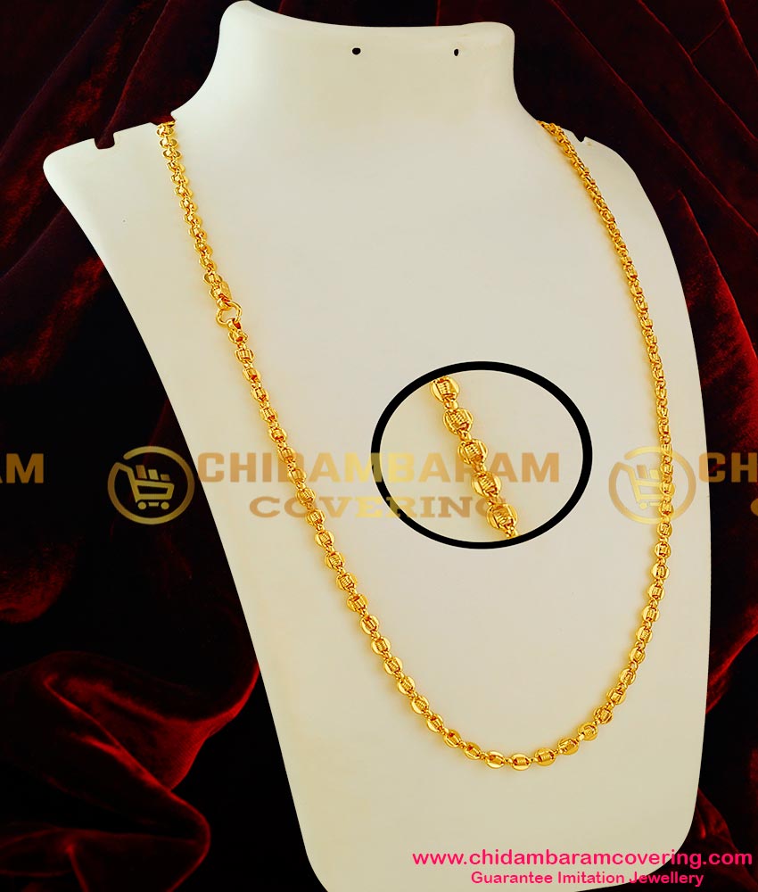 CHN016 - Thick Plate Interlocked Spring Design Long Chain Guarantee Jewellery Online