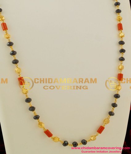 CHN035 - Traditional Gold Plated Mangalsutra Chain (Karugamani,Pavalamani, Chain)