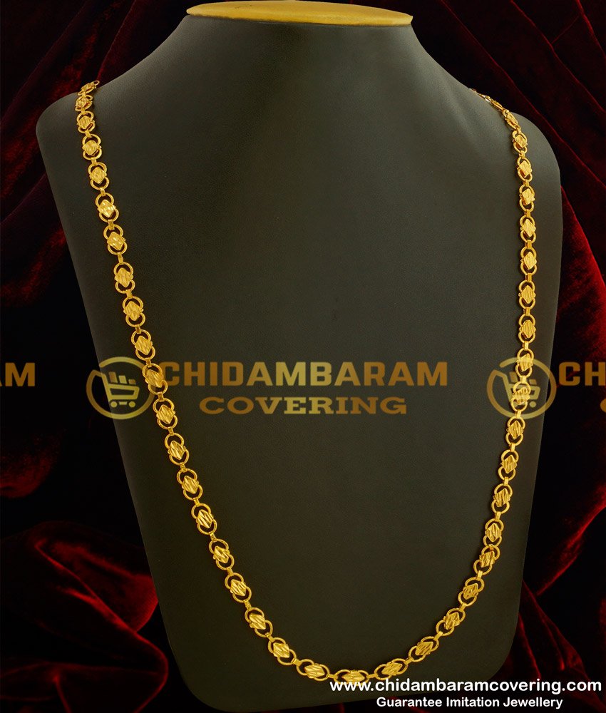 CHN049-LG - 30 Inches Long Chain Diamond Cut Gold Plated Chain for Female