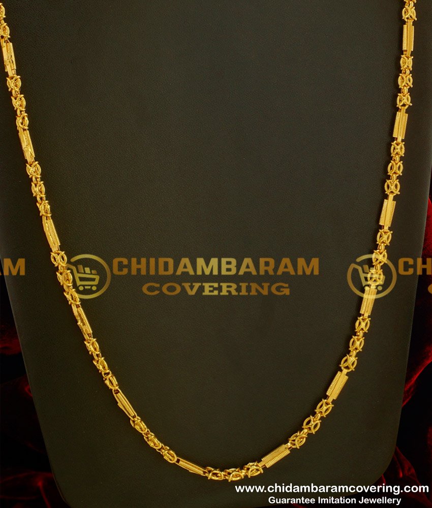 CHN050-LG - 30 Inches Kerala Spring Flexible Long Chain Gold Plated Chain Online