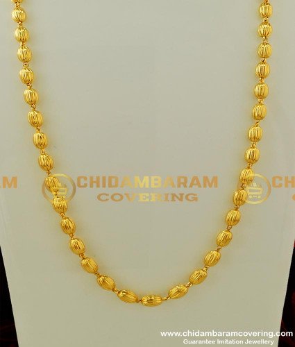 CHN073 - Latest One Gram Gold Kerala Mani Mala Designs Chain Gold Mohan Mala Design Buy Online