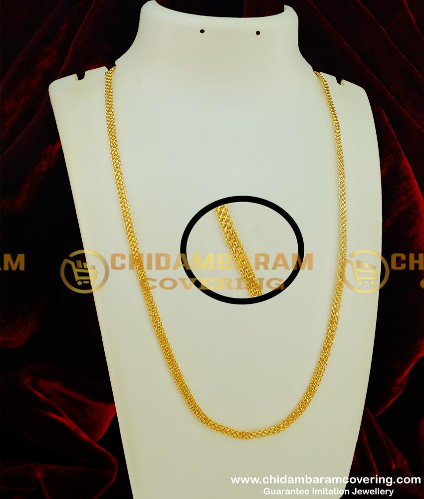 CHN080 - 24 Inches Stunning Gold Net Pattern Machine Chain|Delhi Chain Guarantee Jewellery Buy Online 