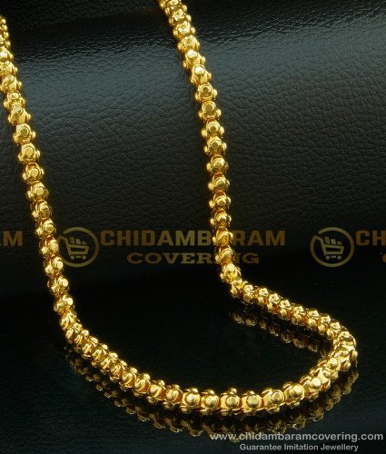 CHN096 - One Gram Gold Long Chain Thick Designer Wedding Gold Chain Design Buy Online