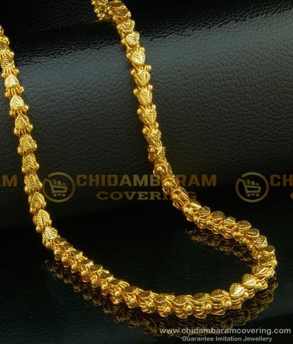 CHN097-Lg- 30 Inches Gold Plated Long Chain Heavy Thick Gold Chain Heart Design Chain Buy Online