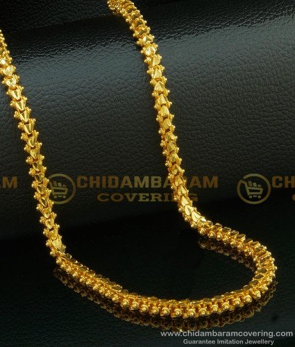 CHN101-LG - 30 Inches One Gram Gold Long Chain Thick Heart Mode Gold Chain Design for Women